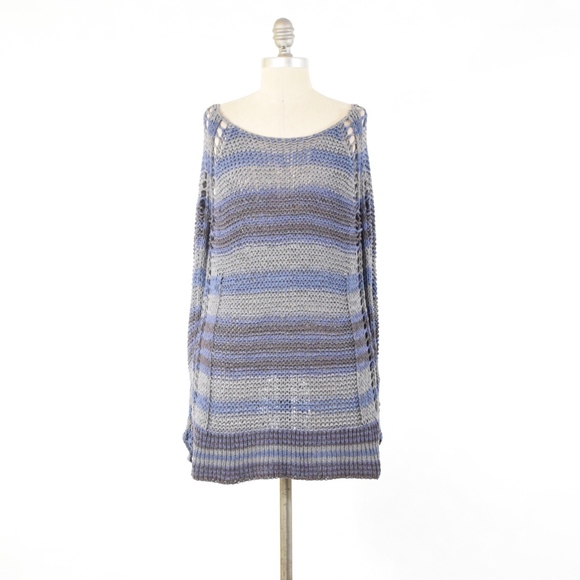Free People Sweaters - Free People Loose Knit Slouchy Wide-Stripe Sweater